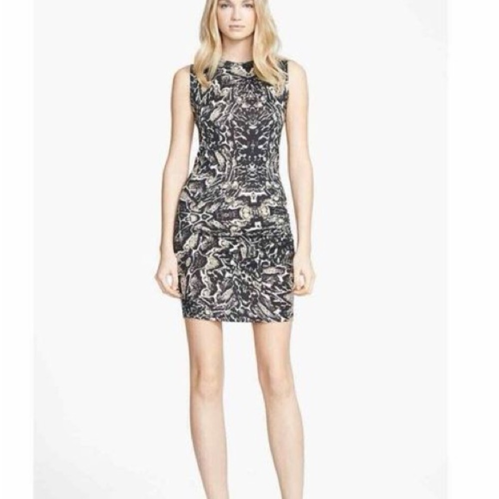 Haute Hippie Black and Cream Abstract Dress